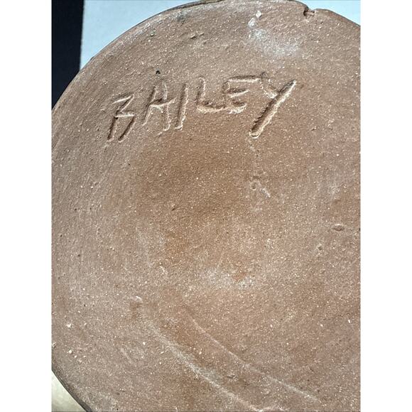 MCM Bailey Studio Art Pottery Glazed Vase Weed Pot Brown Green As Is - Picture 12 of 15